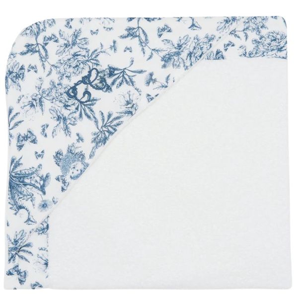 Baby Hooded Towel - Toile de Jouy Blue