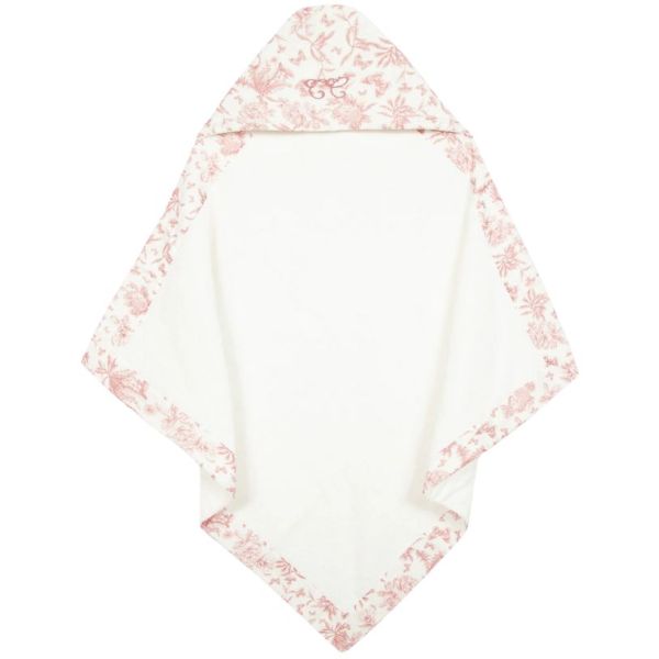 Baby Hooded Towel - Toile de Jouy Pink