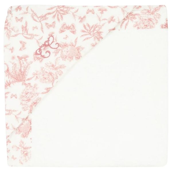 Baby Hooded Towel - Toile de Jouy Pink