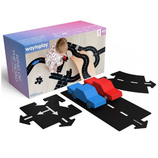 Flexible & Waterproof Toy Car Road - Cars Included - King of the Road (40 pieces)