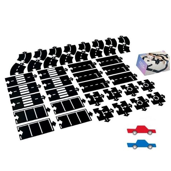 Flexible & Waterproof Toy Car Road - Cars Included - King of the Road (40 pieces)
