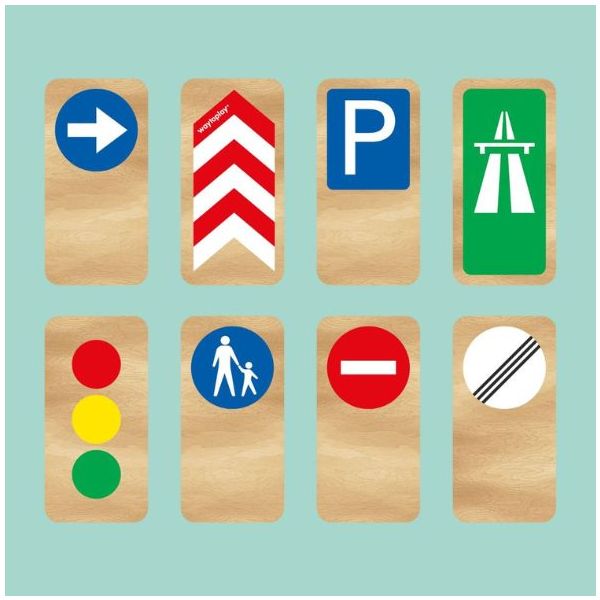 Set of 8 Wooden Traffic Signs