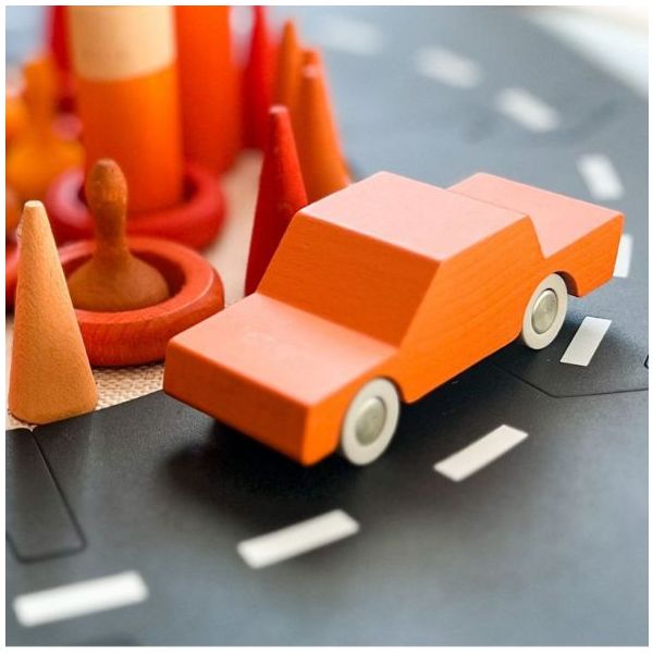 Back & Forth Wooden Car - Orange
