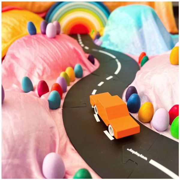 Back & Forth Wooden Car - Orange