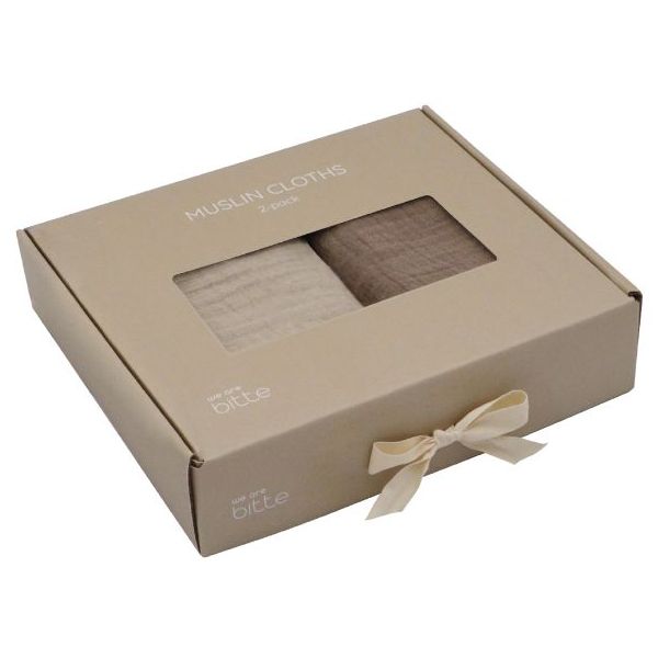 Coffret cadeau - Set de 2 petits langes - Argile / Terre
