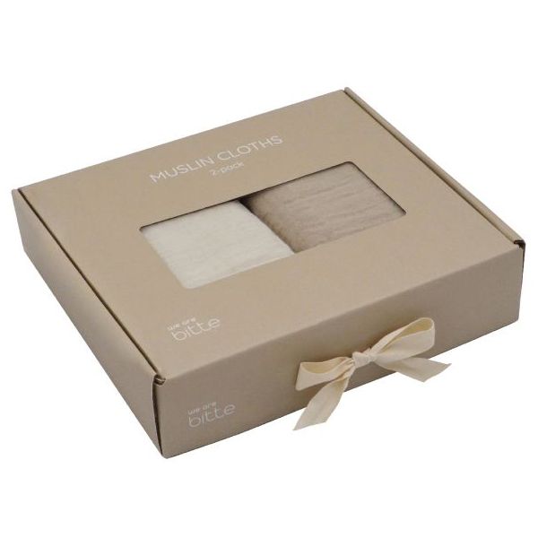 Coffret cadeau - Set de 2 petits langes - Sable Clair / Argile