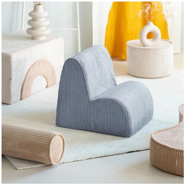 Chaise enfant en velours côtelé Cloud - Bleu Myrtille