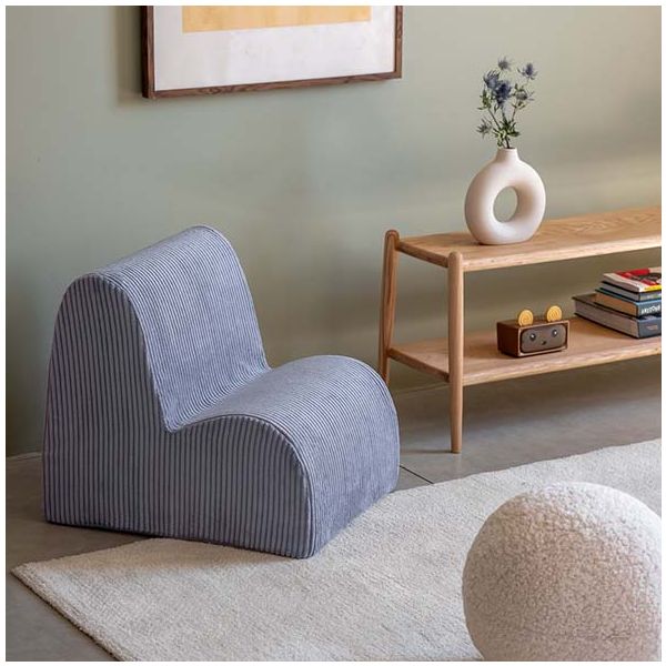 Chaise enfant en velours côtelé Cloud - Bleu Myrtille