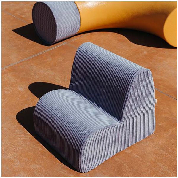 Chaise enfant en velours côtelé Cloud - Bleu Myrtille