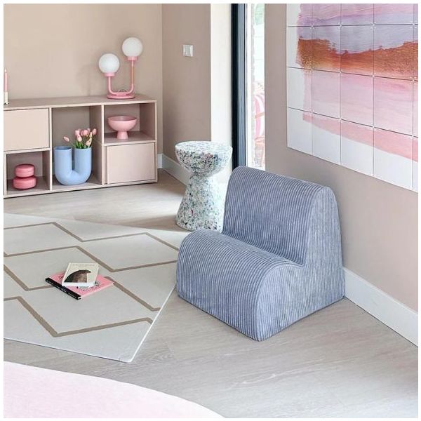 Chaise enfant en velours côtelé Cloud - Bleu Myrtille