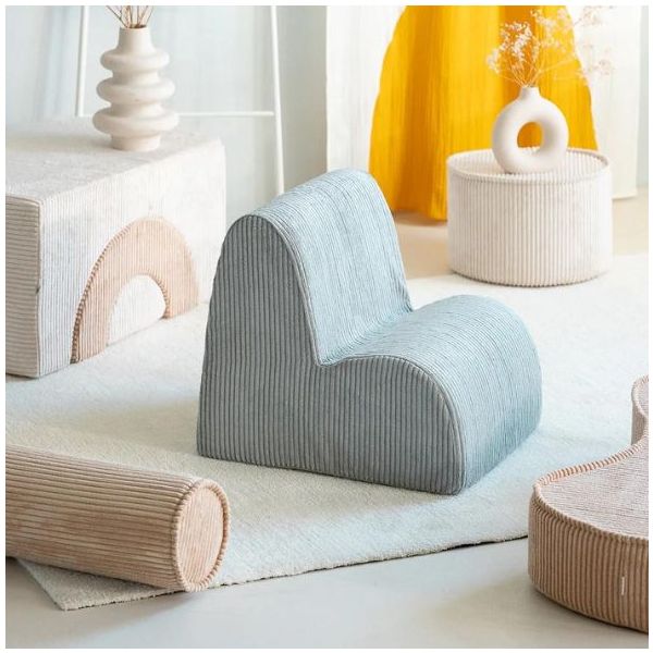Chaise enfant en velours côtelé Cloud - Menthe