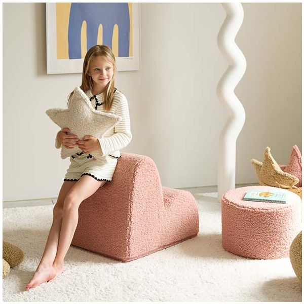 Chaise enfant en bouclette Cloud - Rose Goyave