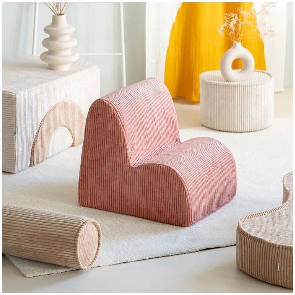 Chaise enfant en velours côtelé Cloud - Rose Mousse