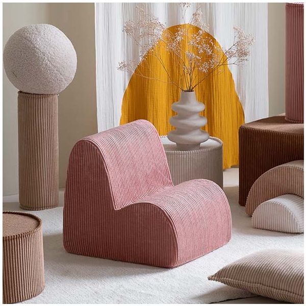 Chaise enfant en velours côtelé Cloud - Rose Mousse