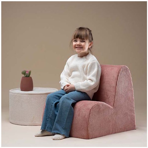 Chaise enfant en velours côtelé Cloud - Rose Mousse
