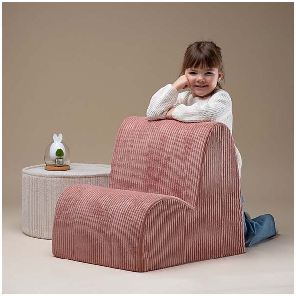 Chaise enfant en velours côtelé Cloud - Rose Mousse