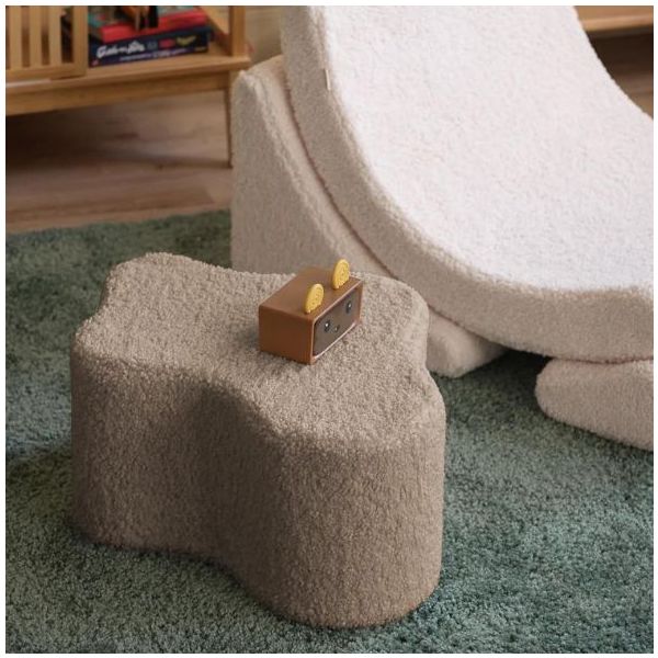 Pouf enfant en bouclette Cloud - Biscuit