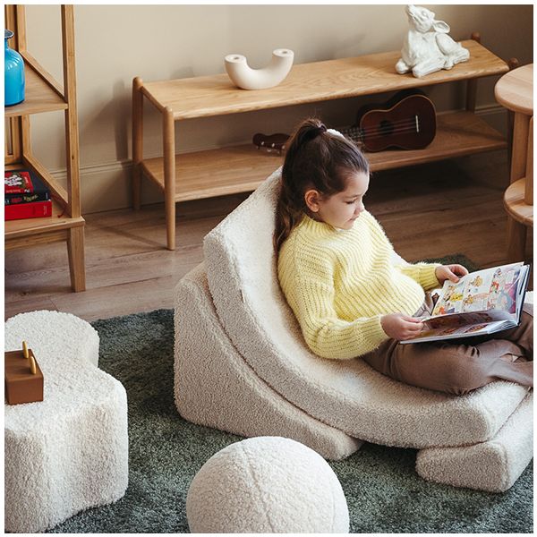 Pouf enfant en bouclette Cloud - Crème