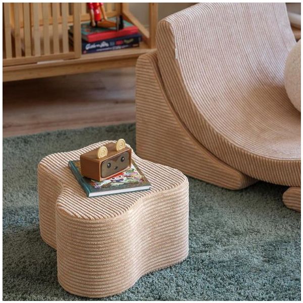 Pouf enfant en velours côtelé Cloud - Beige