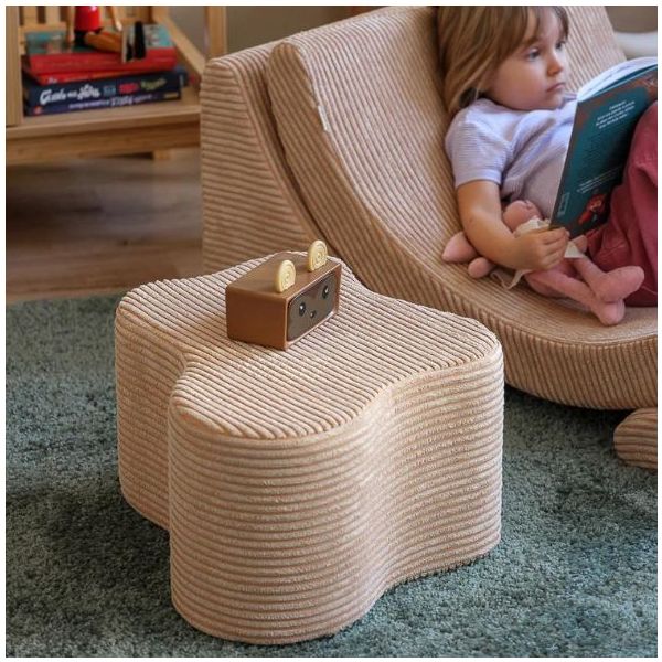 Pouf enfant en velours côtelé Cloud - Beige