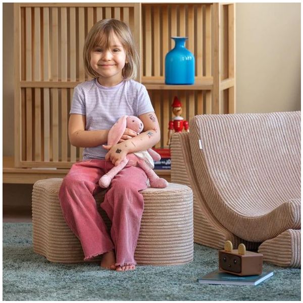 Pouf enfant en velours côtelé Cloud - Beige