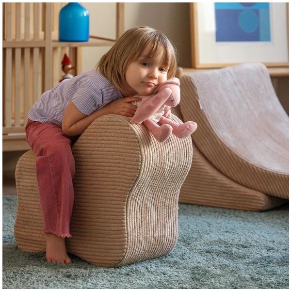 Pouf enfant en velours côtelé Cloud - Beige