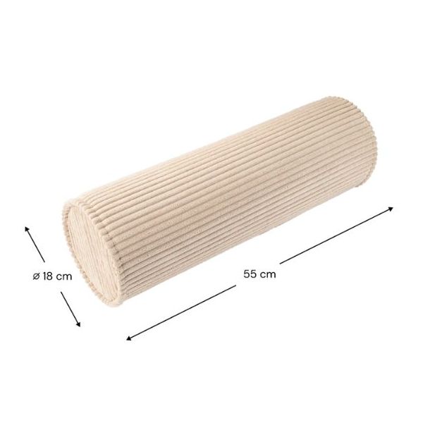 Coussin traversin en velours côtelé - Beige