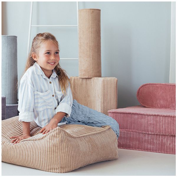 Coussin traversin en velours côtelé - Beige