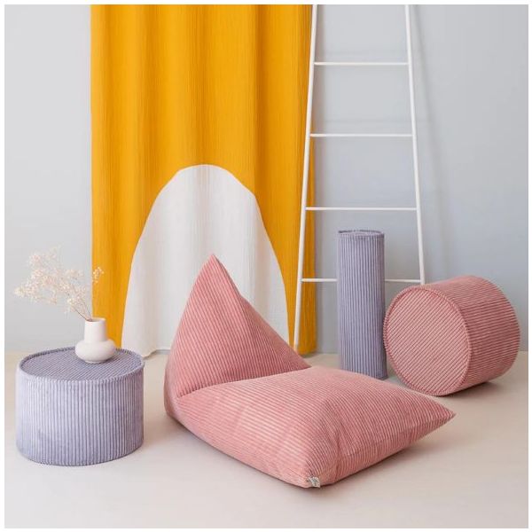 Coussin traversin en velours côtelé - Bleu Myrtille