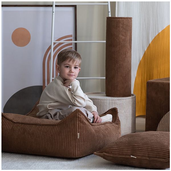 Coussin traversin en velours côtelé - Toffee