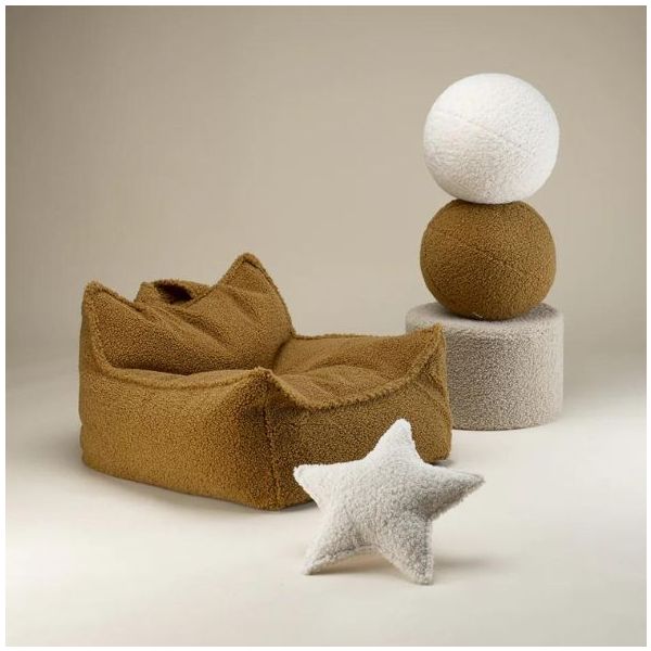 Coussin ballon en bouclette - Caramel