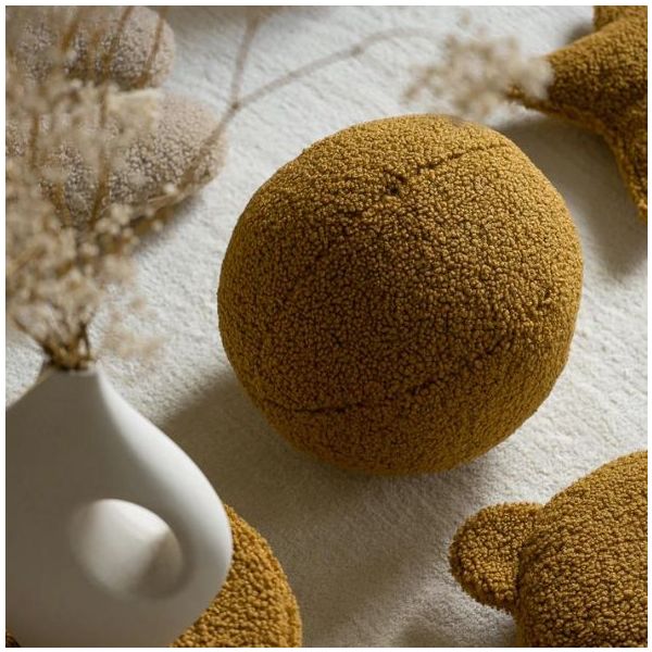 Coussin ballon en bouclette - Caramel