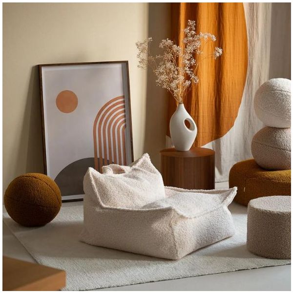 Coussin ballon en bouclette - Caramel