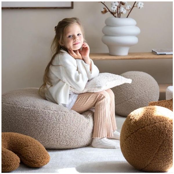 Coussin ballon en bouclette - Caramel