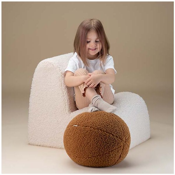 Coussin ballon en bouclette - Caramel
