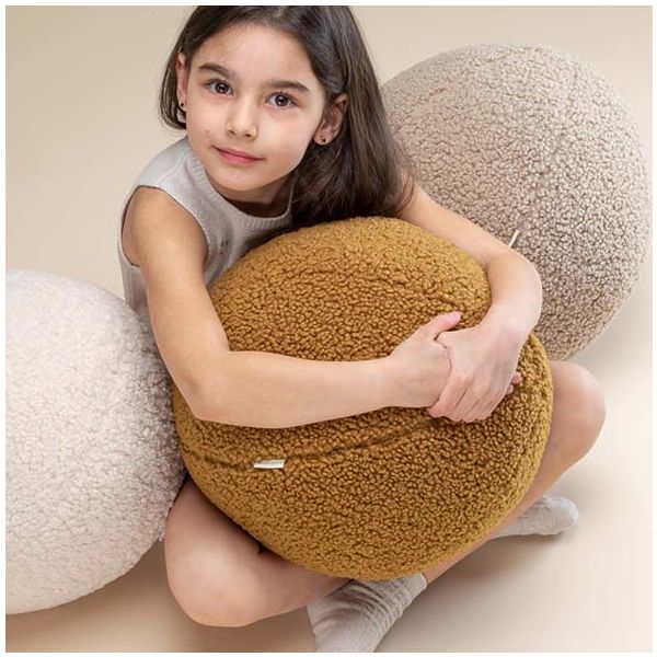 Coussin ballon en bouclette - Crème