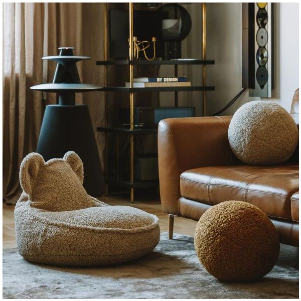 Coussin ballon en bouclette - Caramel
