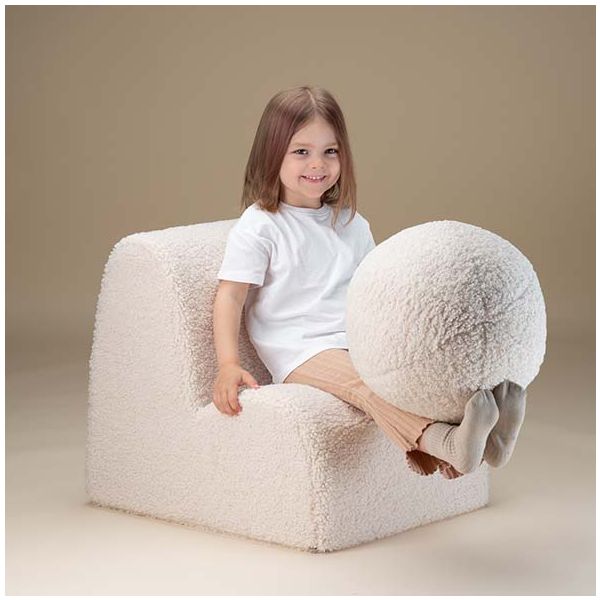 Coussin ballon en bouclette - Crème
