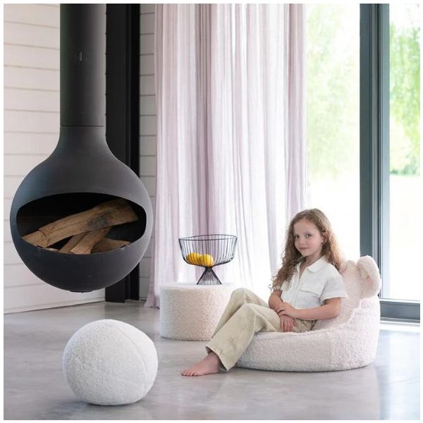 Coussin ballon en bouclette - Crème
