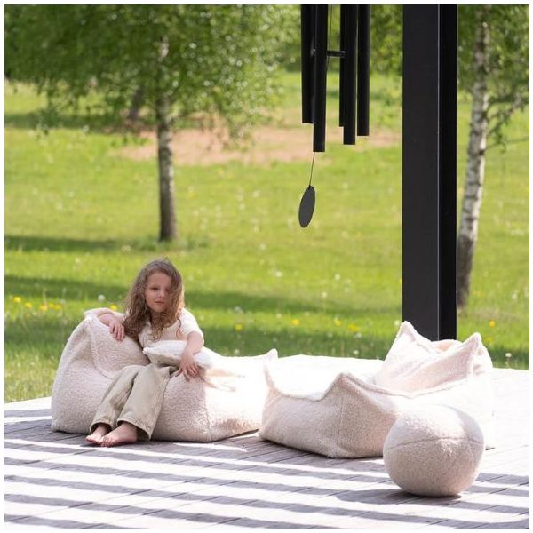 Coussin ballon en bouclette - Crème
