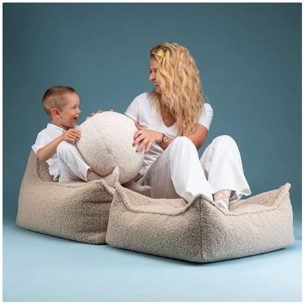 Coussin ballon en bouclette - Crème