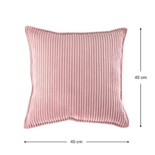 Coussin carré en velours côtelé - Rose Mousse