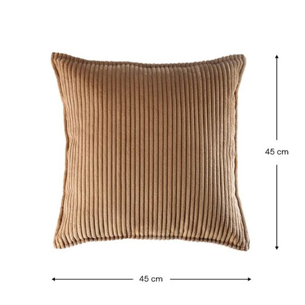 Coussin carré en velours côtelé - Toffee