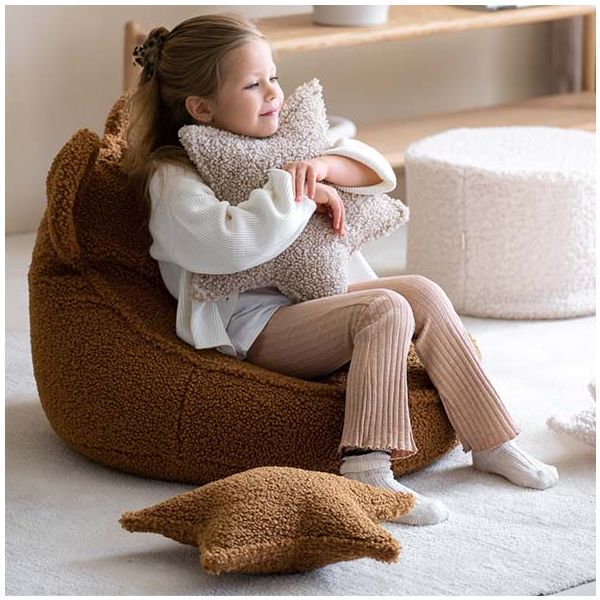 Coussin étoile en bouclette - Caramel