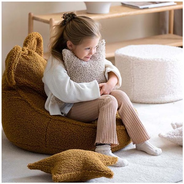 Coussin étoile en bouclette - Caramel