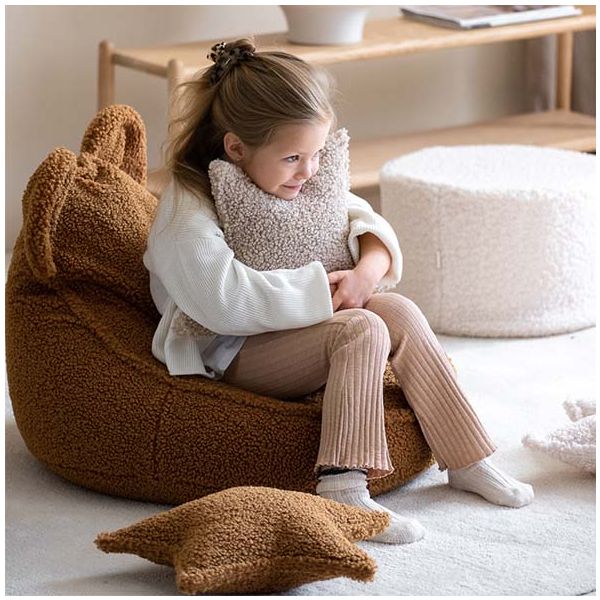 Coussin étoile en bouclette - Caramel