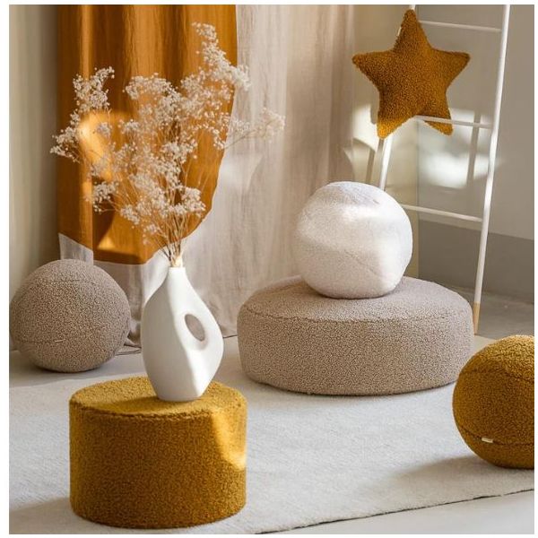 Coussin étoile en bouclette - Caramel