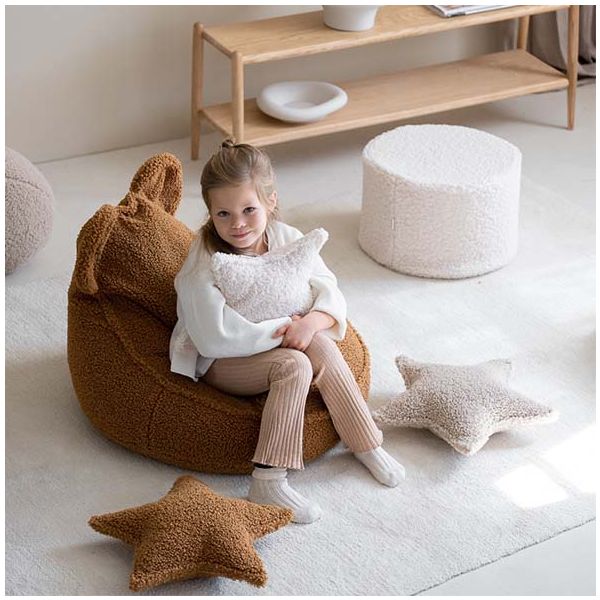 Coussin étoile en bouclette - Crème