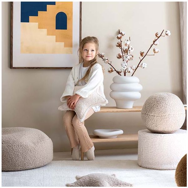 Coussin étoile en bouclette - Crème