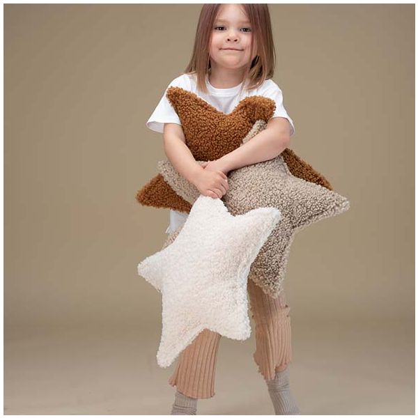 Coussin étoile en bouclette - Caramel